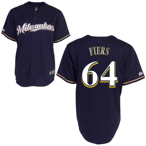 Mike Fiers #64 mlb Jersey-Milwaukee Brewers Women's Authentic 2014 Blue Cool Base BP Baseball Jersey